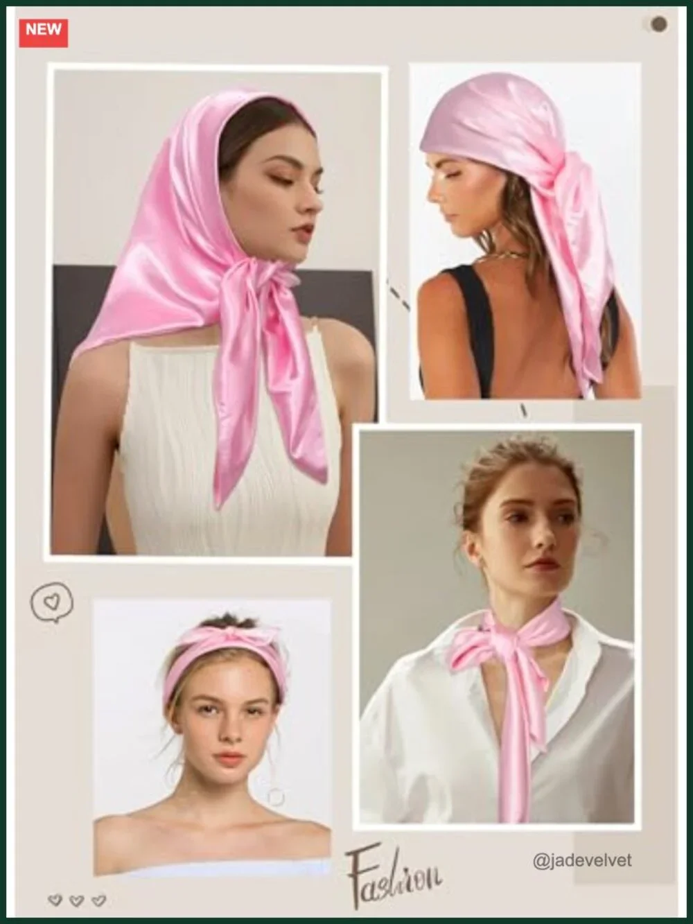 Large Square Satin Hair Scarf for Women 35x35 2Pcs Silk Like Bandanas Head Wraps